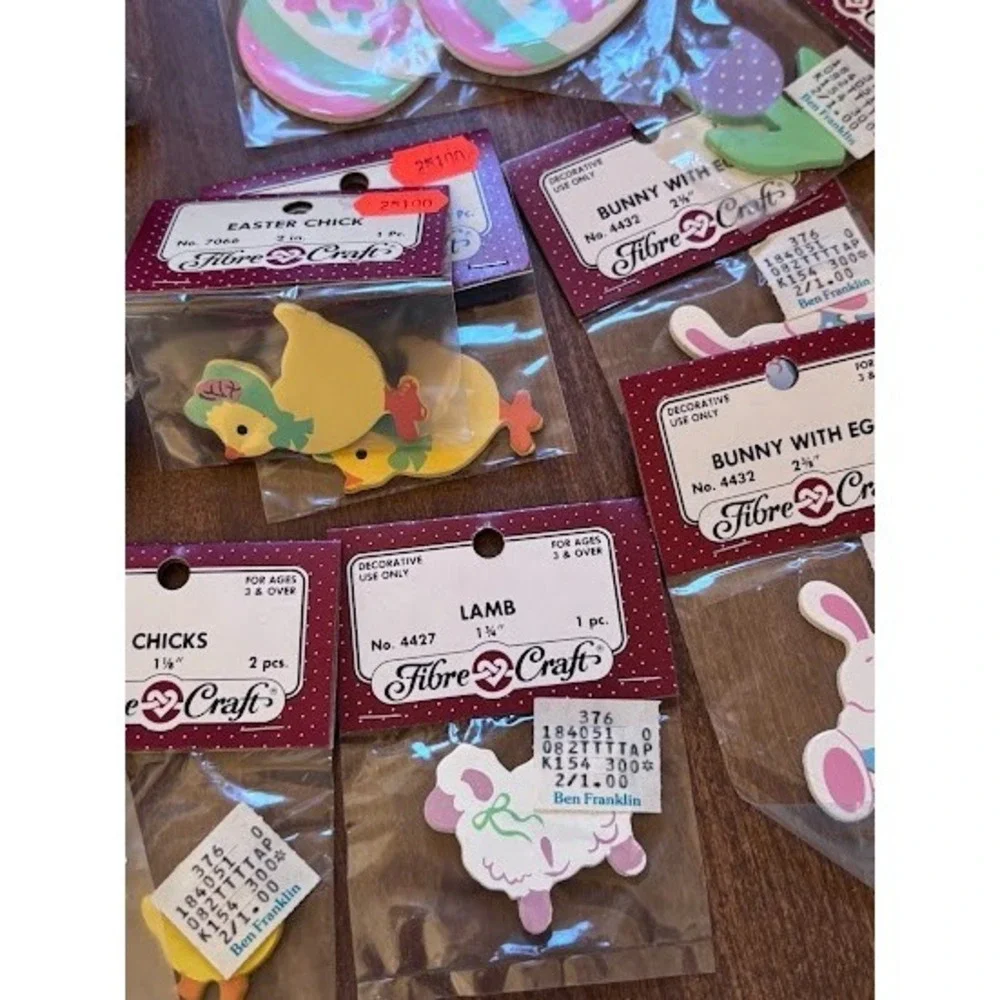 24‎ Wooden Shapes Fibre Craft Assorted Easter Theme Eggs Chicks Ducks Bunny